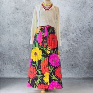 VINTAGE Quilted floral maxi skirt|vintage 16
